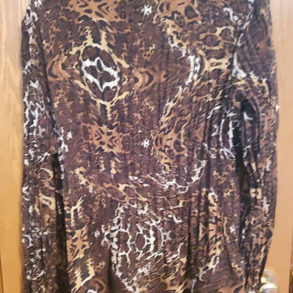 Lane Bryant Leopard Print Ruffle Button Up Blouse 1X Top Shirt - Picture 2 of 5